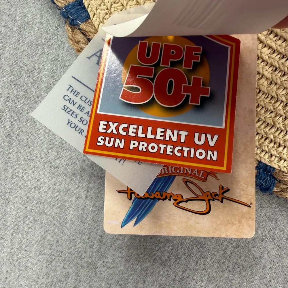 Panama Jack Womens Straw Sun Hat UPF 50+ Blue Trim Adjustable DELPJL726-ASST‎